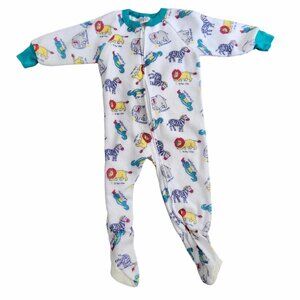 Vintage 1990s Small Steps One Piece Footsie Pajamas Zoo Animals 2T